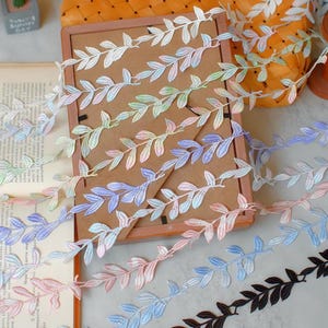 Colorful Leaf Trim, Embroidery Leafy Lace Trim for Dress, Gown, Hairbands, Lace Necklace, Costumes, Notebooks, Crafts, Sewing Accessories