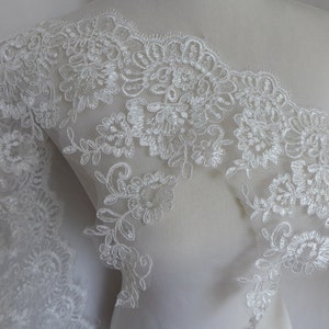 IVORY Alencon Spitzenborte für Brautkleid, Braut, Hochzeitshandschuhe, Schleier, Kostümdesign