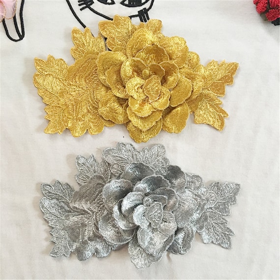 Embroidery Large Flower Clothing Applique Patch - OneYard