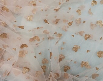 Cute heart tulle fabric, glitter love heart tulle lace fabric for girl dress, party decoration, costume, baby princess dress, hot sale