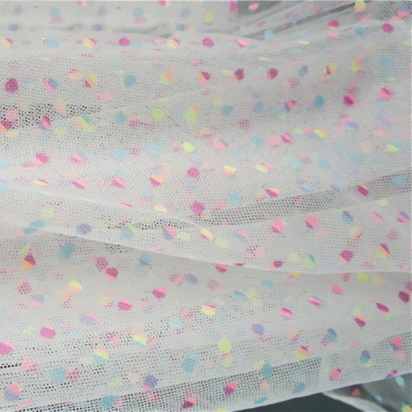 Soft Elastic Tulle Colorful Polka Dots Tulle Mesh Lace Fabric for DIY Bridal Dress, Veils, Corset Dress, Baby Dress, Tutus, By 1 Yard
