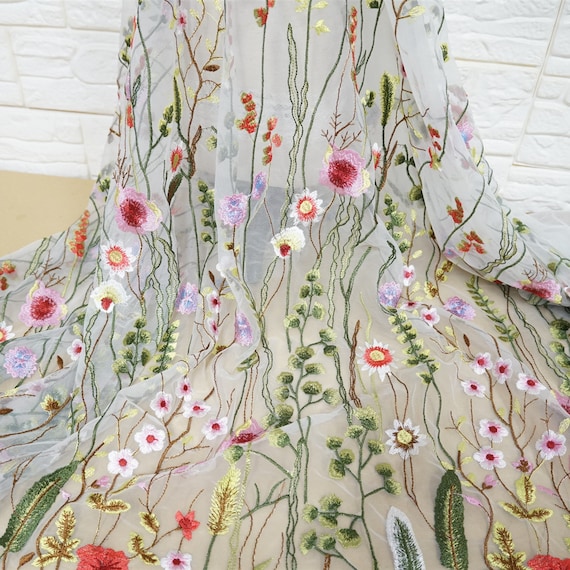 sheer embroidered dress fabric 3D Floral Embroidered Tulle Fabric with Sequins Sheer Sparkling Tulle for Dresses & Gowns Lavender