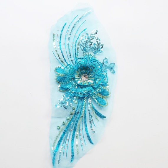 Toppa Ricamata 3D Farfalle Verdi Con Perline E Pizzo, 28x35 Cm, Applique Floreale Per Abiti E Borse Fai Da Te - 6