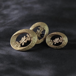 10 Pcs Vintage Gold Hollowed Leaf Pattern Metallic Shank Buttons Oval Button for Costume Design, Sewing Crafts, Sweater, Dress Decor, Coat
