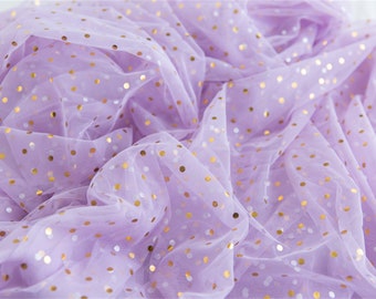 Polka Dot Fabric, Polka Dot Tulle Mesh Lace Fabric, Printed Gold Dot Tulle Fabric for Tutu Dress, Prom Gown, Backdrop, Weddings, Decoration