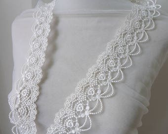 Off White/Black Venice Lace Trim, Scalloped Hollowed Out Floral Lace, Wedding Dress Lace For Party Decoration, Sewing Supplies