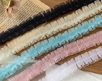 6 Yards, Cute Ruffled Lace Trim, Pleated Ruffle Tulle Trim For Girls Dress, Tops, Dolls Dress, Tutu Skirts,  Crafts Decor, Trim for Sewing
