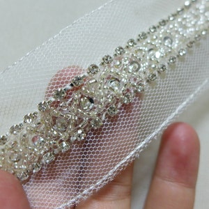 Shiny Rhinestone Beaded Trim for Weddings, Bridal Belt, Wedding Dress, Costume