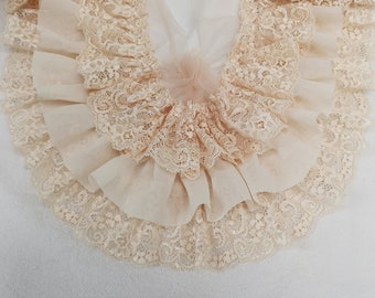 Premium Ruffle Lace Trim, 3 Layers Ruffled Lace, Ruffled Chiffon Lace Trim Ribbon for Doll Dress, Baby Dress, Tutu Dress, Home Decor, 1 Yard