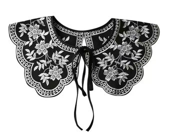 Cuello de encaje único, cuello Peter Pan, cuello de encaje, cuello falso, parches bordados para blusas, cuello de encaje desmontable