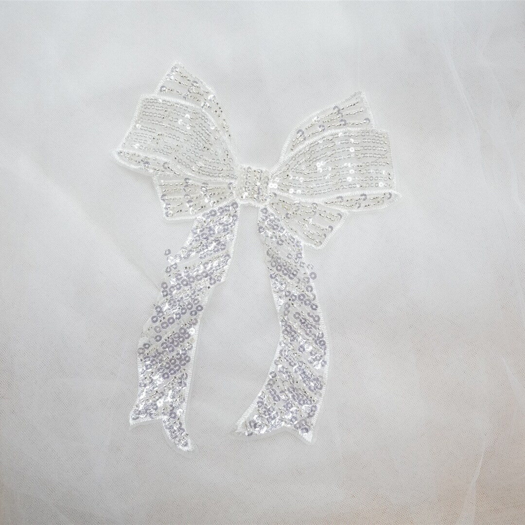 Beaded Lace Patch, Sequin Lace Patch, Bowknot Lace Applique, Bowknot ...
