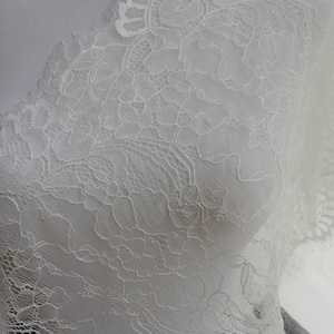 Dentelle chantilly gracieuse, bordure en dentelle blanche, bordure en tissu de dentelle festonnée de cils, fournitures de dentelle de mariée pour mariage