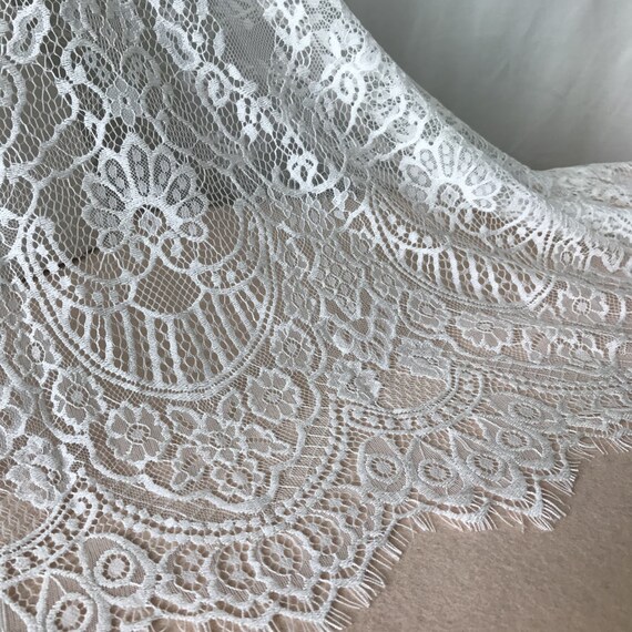 Vintage off White Chantilly Lace Fabric Scallop Edge Eyelash - Etsy