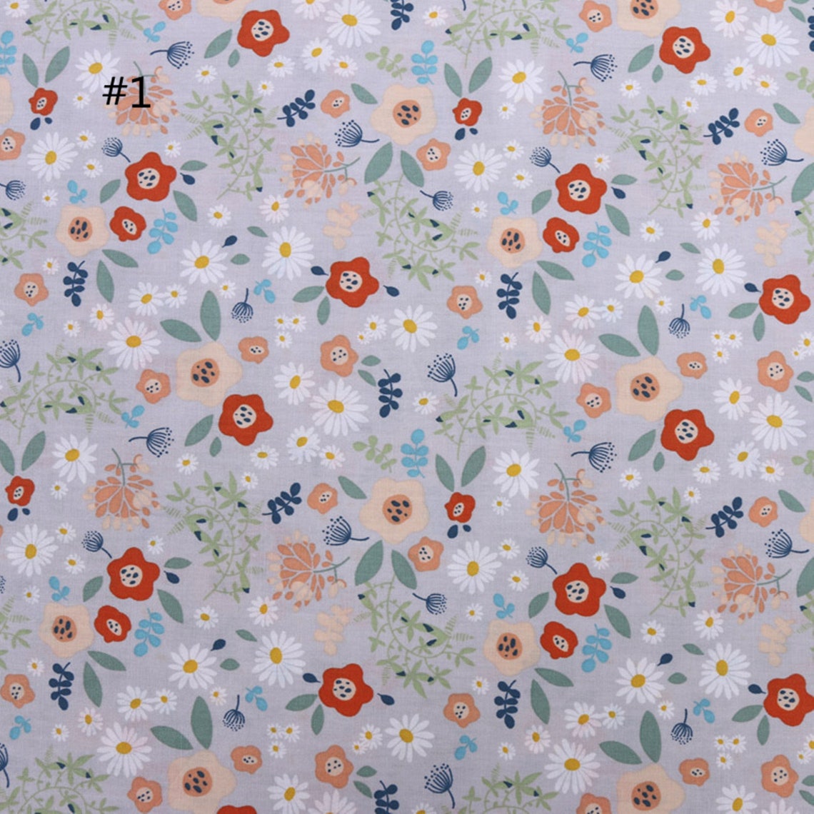 Floral Cotton Fabric Colorful Flowers Fabric Quilting Etsy