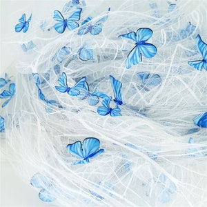 3D Butterfly Lace Fabric, Butterfly Applique Embroidery Lace Fabric, Wedding Bridal Dress Costume Supplies Fabric By the Yard