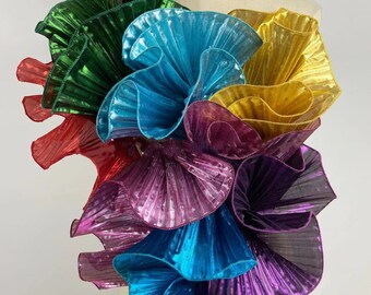 1 Layer Organza Lace Trim, Metallic Style Pleated Lace, Wave Lace Trim, Ruffled Lace Trim for Gowns, Events, Veil, Cuff, Fashion, Design