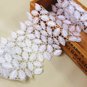 White Leaf Lace Guipure Venice Lace Trim Bridal Wedding Dress Lace Sewing Supplies 3.94 Inches Wide