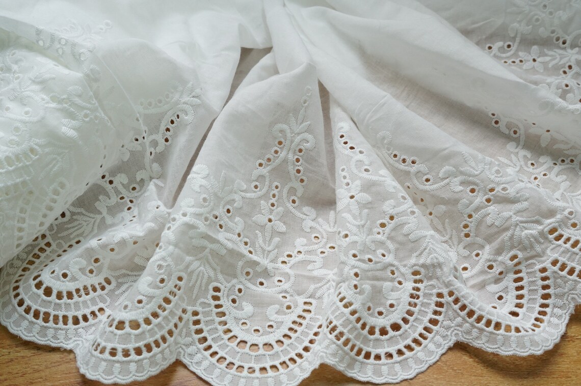 13 Wide Cotton Lace Trim Eyelet Lace Trimming With - Etsy