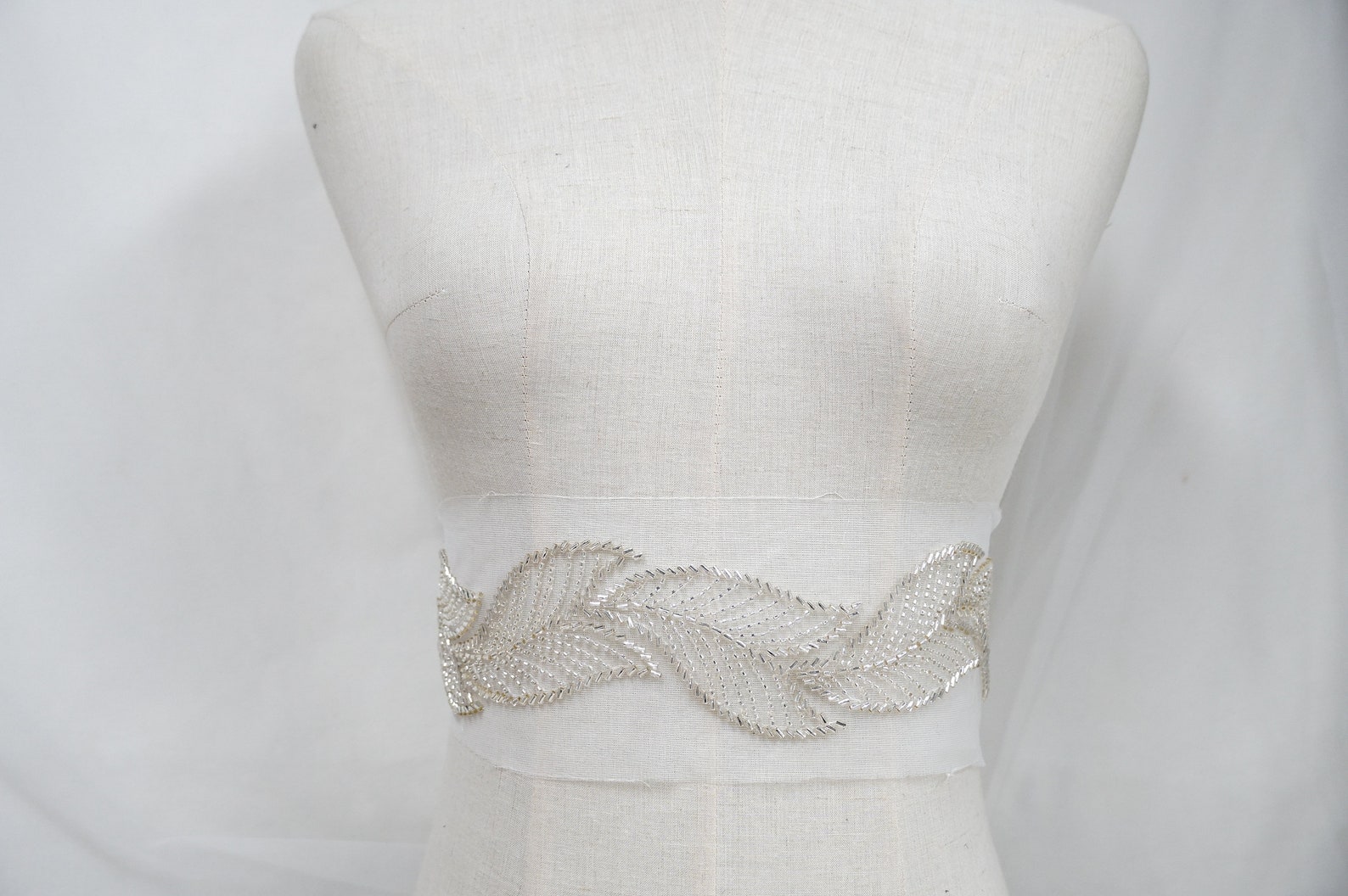 Luxury Silver Beaded Lace Trim Beaded Leaf Pattern Lace Trim Etsy