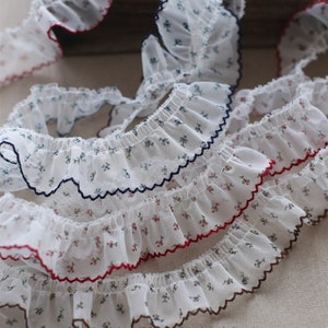 2 Yards Drucke Blumen Stickerei Mesh Rüschen Spitzenbesatz plissierte Spitze für Kleider, Events, Schleier, Stirnband, Puppenkleid