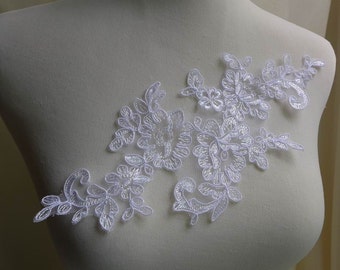 Embroidery Lace Applique Bridal Applique in white for Wedding, Headbands, Veils