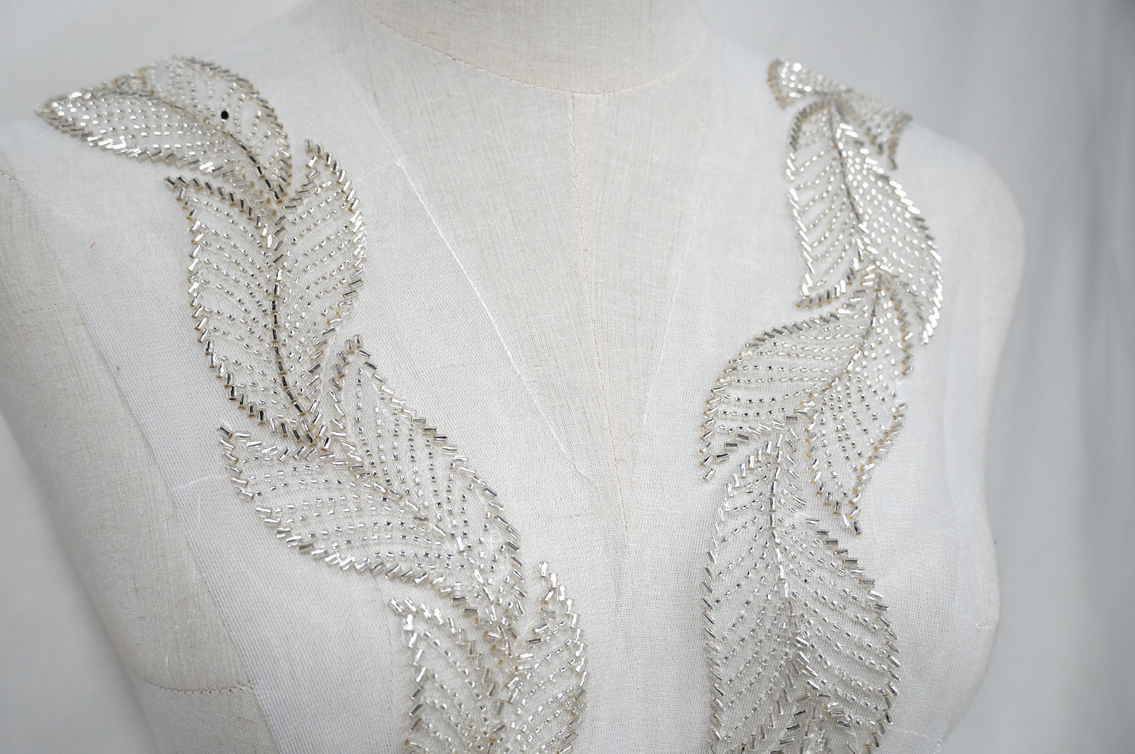 Luxury Silver Beaded Lace Trim Beaded Leaf Pattern Lace Trim Etsy