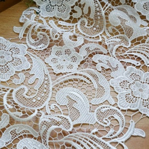 12.2&quot; Wide Guipure Lace, Off white Venice Lace Trim, Guipure Lace Trimming for Bridal Wedding Supply Lace, Sewing Supplies