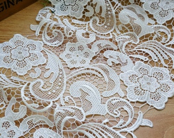 12.2" Wide Guipure Lace, Off white Venice Lace Trim, Guipure Lace Trimming for Bridal Wedding Supply Lace, Sewing Supplies