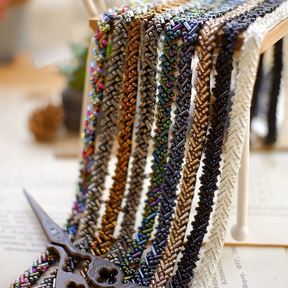 beaded trim for wedding dress Bridal Beaded Trim, Elegant Bead Lace Trim for Wedding Belt, Bridal Sash, Wedding  Gown Straps, Dress Decor, Hairband, by 1 Yard