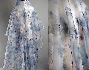 Wunderschönes Blumendruck-Organza-Gewebe, durchscheinendes Organza-Spitzengewebe für Hochzeitskleid, Abschlussballkleid, Mode-Design, Vorhang, 1 Yard