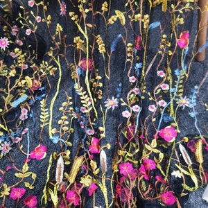 Multi-color embroidered Floral lace fabric, embroidered tulle lace fabric, bridal lace fabric, wedding veil fabric, by 1 yard
