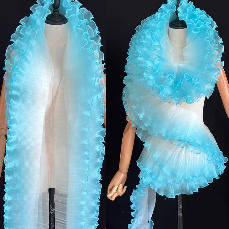 20 Colors Chic Gradient Color Ruffled Trim, Large Pleated Organza Trim ...