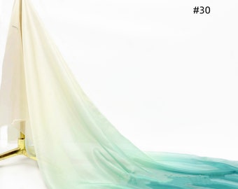 Ombre 30D Chiffon Fabric Gradient Rainbow Chiffon Fabric Bridal Fabric Wedding Fabric for Skirt, Gown, Veil, Cosplay, Choose Color