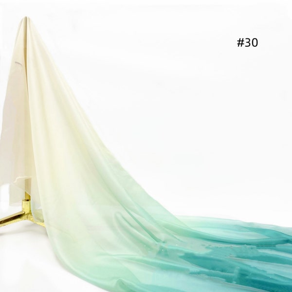 Ombre 30D Chiffon Fabric Gradient Rainbow Chiffon Fabric Bridal Fabric Wedding Fabric for Skirt, Gown, Veil, Cosplay, Choose Color