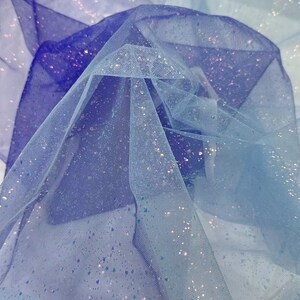 Sparkling Glitter Tulle Fabric, Ombre Blue Fabric, Party Gown, Evening ...