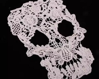 Cool Large Skull Shape Applique, Embroidery Lace Applique Patch for Dress, Tank Tops, Punk Rock Outfit, Bags, Costumes, Crafts Sewing