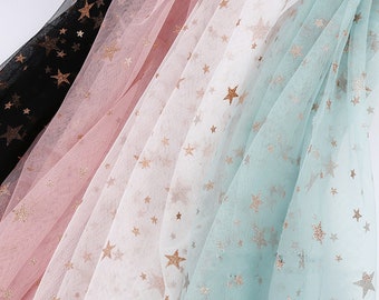 Rose Gold Glitter Print Sterne Spitzenstoff Sterne Mesh Tüll Stoff Für Baby Tutu Kleid, Kleider, Brautschleier, Home Decor 1 Yard