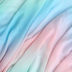 Soft Ombre Chiffon Fabric, Gradient Color Chiffon Fabric For Prom Gown, Rainbow Dress, Maxi Dress, Spring Skirt, By 1 yard