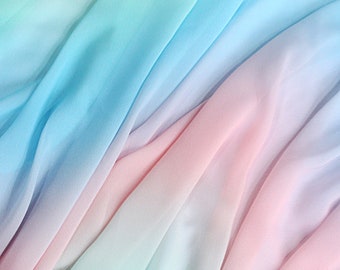 Soft Ombre Chiffon Fabric, Gradient Color Chiffon Fabric For Prom Gown, Rainbow Dress, Maxi Dress, Spring Skirt, By 1 yard