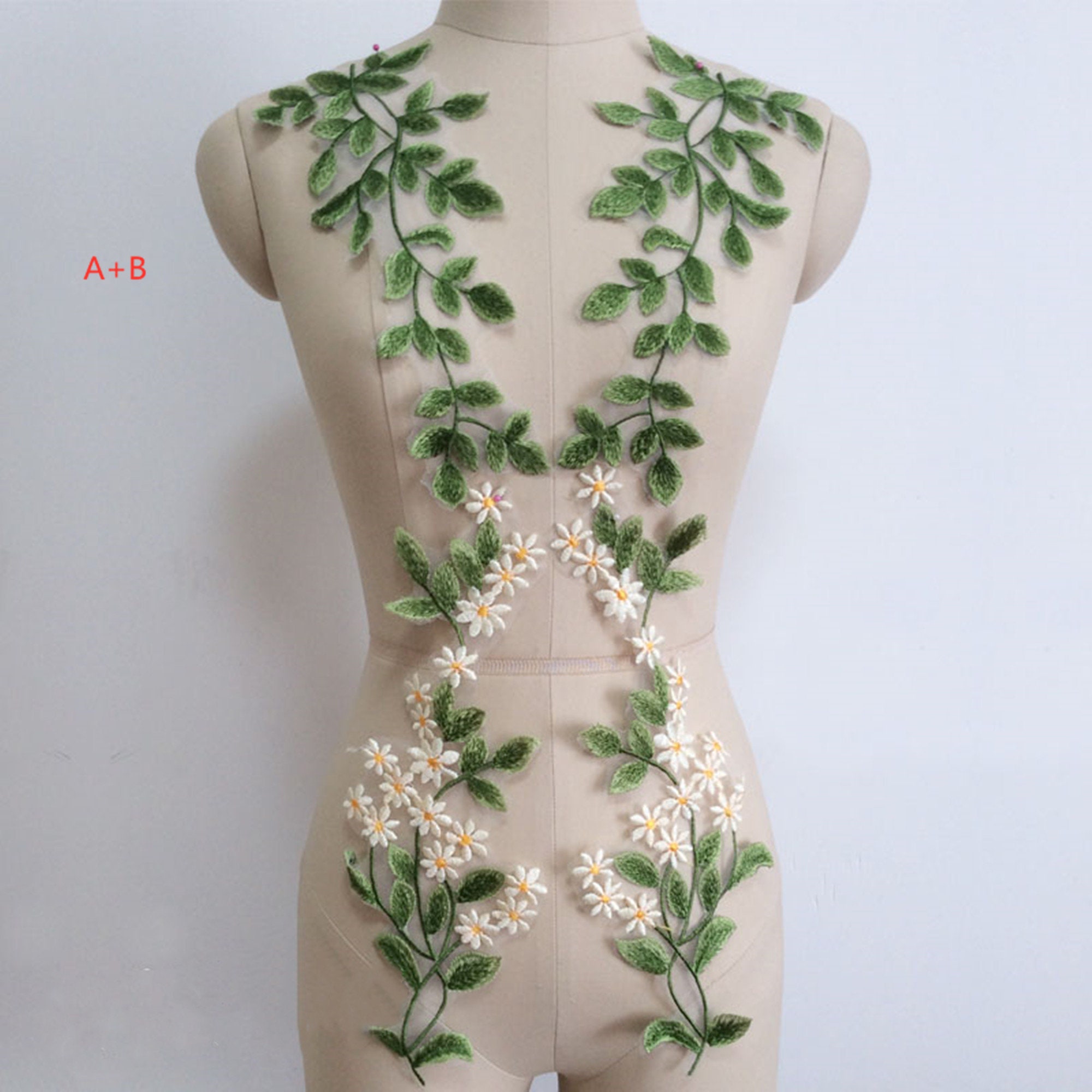 Elegante madeliefje bloemen borduurwerk kant appliqué
