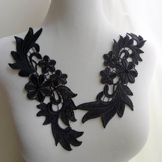 Black Lace Applique Pair for Bridal Dress Applique Sewing - Etsy