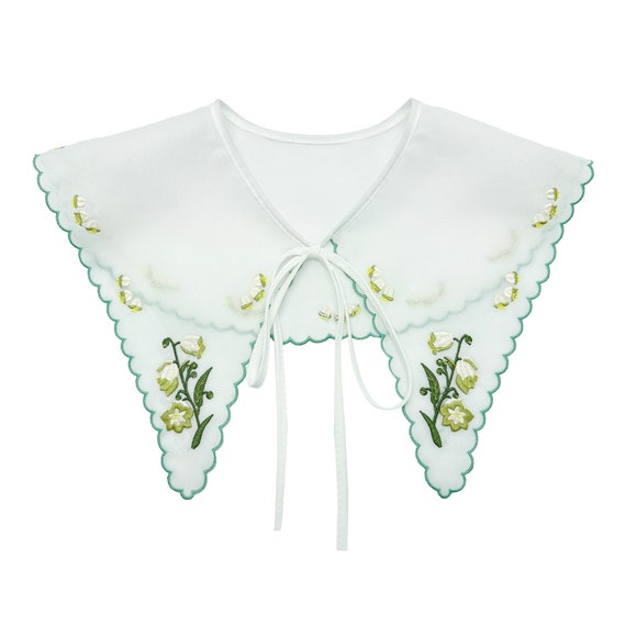 Delicate Detachable Floral Embroidered Collar, Lacing Fake Collars