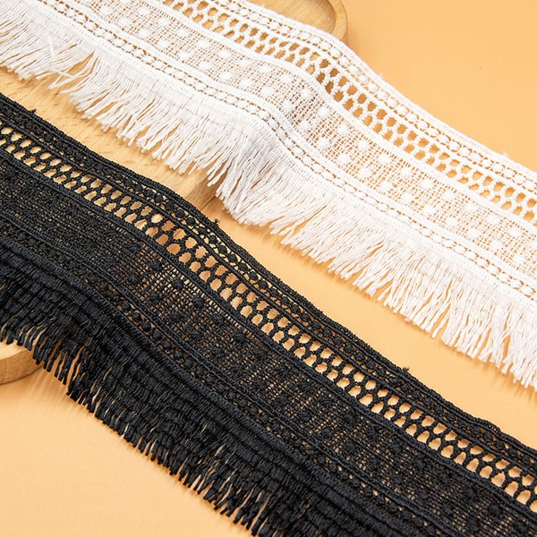 2.75" Wide Fringe Venice Tassel Lace Trim for Wedding Decor, Skirts, Belly dance Dress, Costume Design, 2 Yards