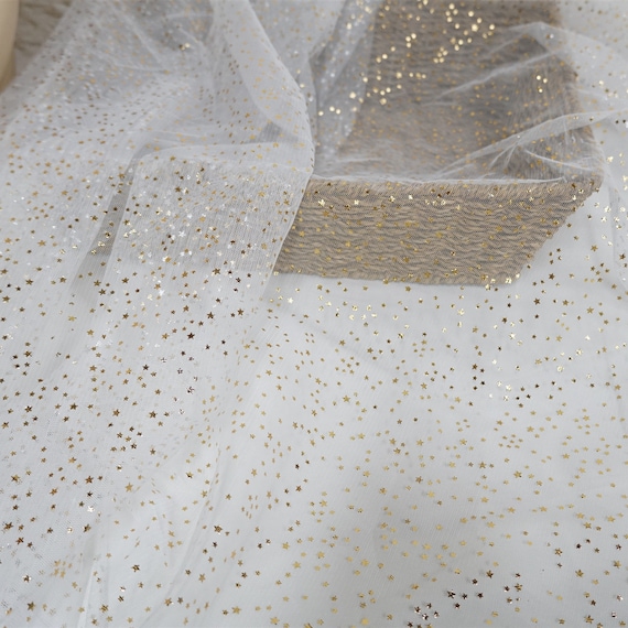Gold Printed Stars Mesh Lace Fabric, Stars Tulle Gauze Fabric for Veils,  Tutu Dress, Gown, Bridal Supply, Wedding Party Decoration - Etsy