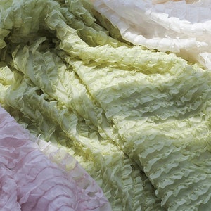 Ruffled Fabric, Chiffon Ruffle Fabric, Multi-layers Pleated Lace Fabric for Bridal Dress, Cake Dress, Tutu Dress, Party Decoration, 1 Yard