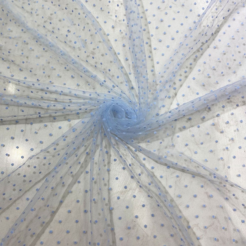 Polka Dot Flocked Tulle Fabric 5-3/4 By 10 Yards
