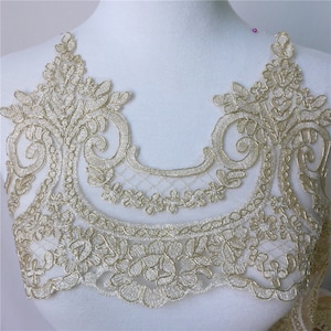 Guarnição de renda Alencon em ouro para vestidos, véus, luvas de casamento, fantasias