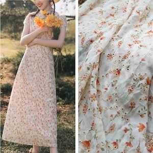 ドレス、衣類、シャツ、DIY クラフト用のプリント入りカラフルな花柄刺繍モチーフのファッションシフォン生地 1 ヤードあたり