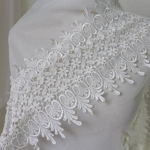 Exquisite White Venice Lace Trim Hollowed Out Flower Trimming 6.1 Inches Wide For Wedding Dress, Sewing Craft