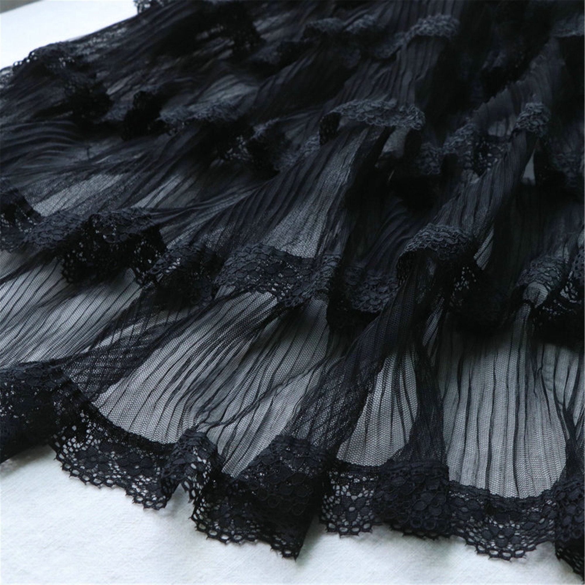 Cinta De Encaje Plisado Organza 6 Yardas - Para Decorar Vestidos, Sombreros, Manualidades, Colores Azul Y Rojo Vintage